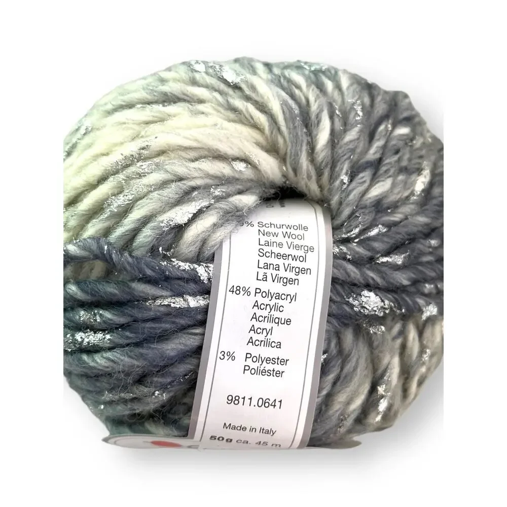 5 Skeins Gedifra FASHION TREND GOLD Wool Yarn 🧶 # 5016 Gray Ivory Silver - Picture 3 of 4